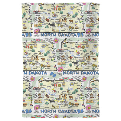 North Dakota Map Repeat Kitchen Towel