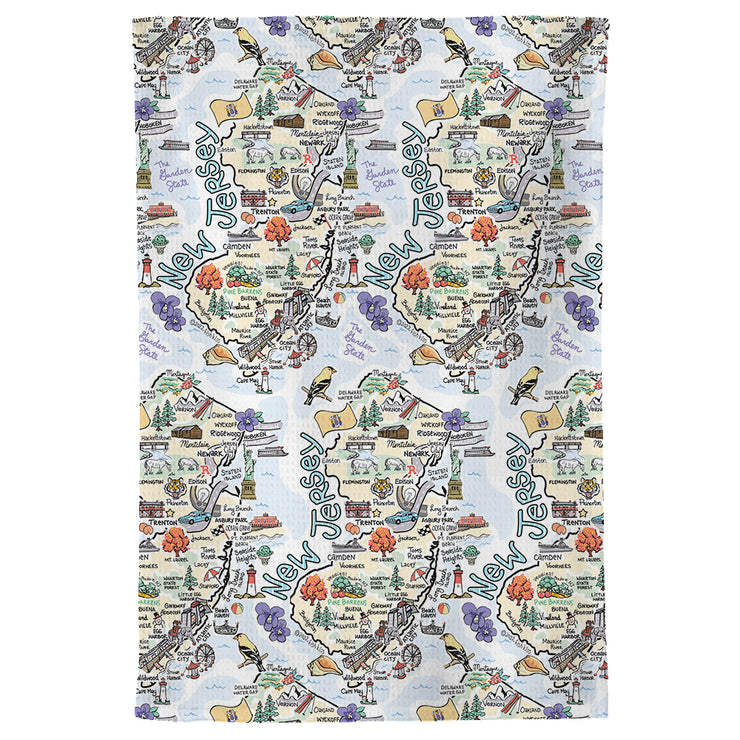 New Jersey Map Repeat Kitchen Towel