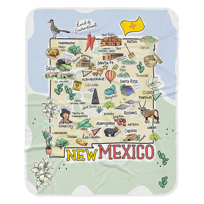 New Mexico Map Baby Blanket - JERSEY