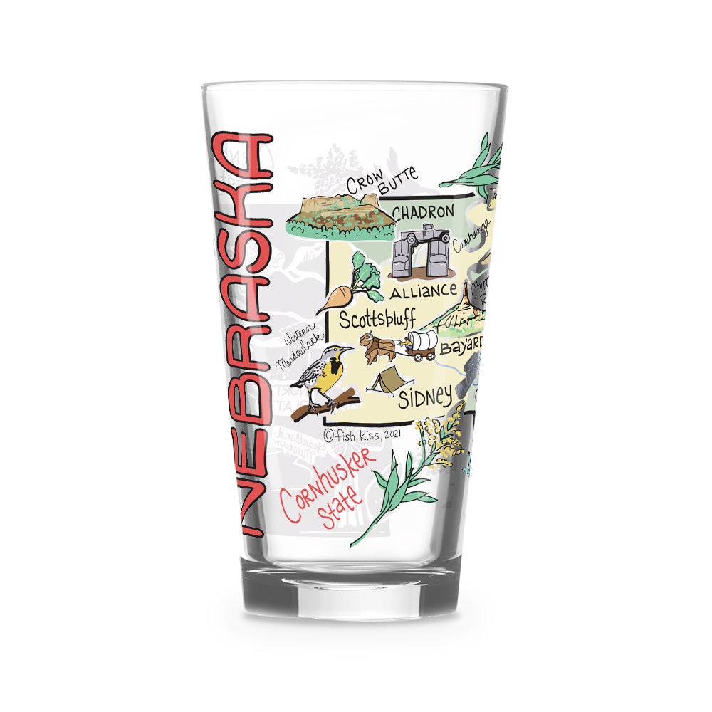 Nebraska Map Glass