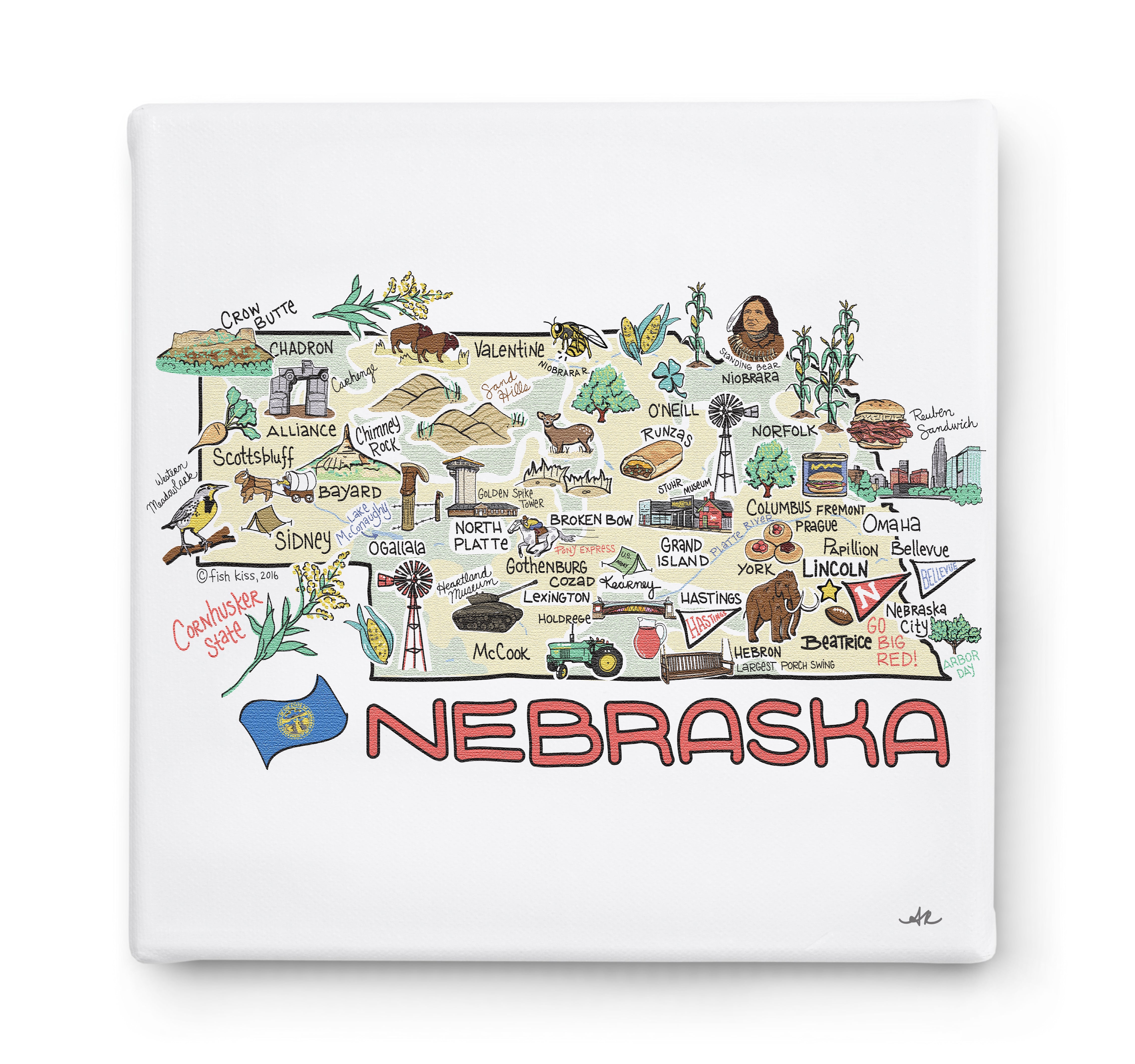 Nebraska Square Canvas Art