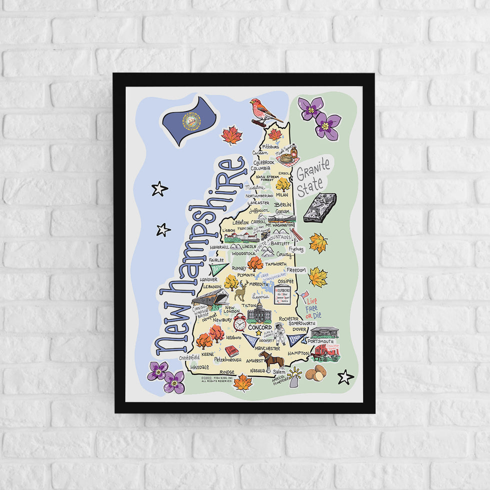 New Hampshire Map Poster – Fish Kiss