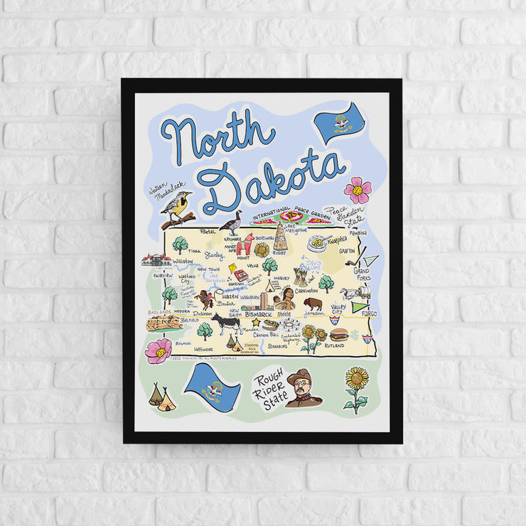 North Dakota Map Poster