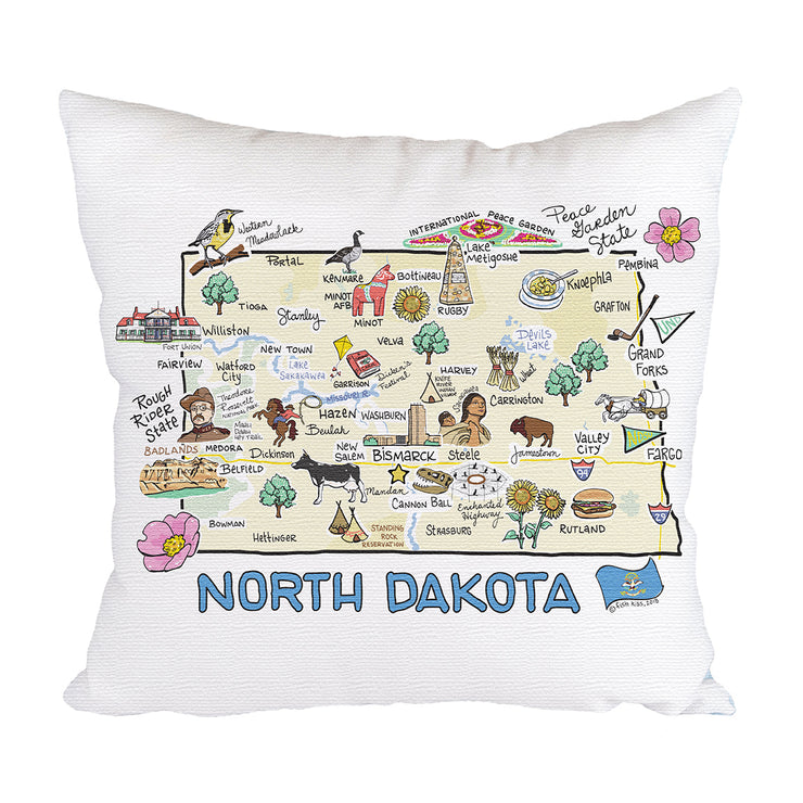 North Dakota Map Pillow
