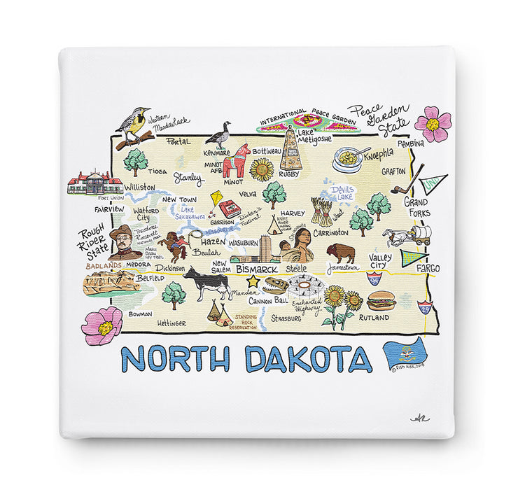 North Dakota Square Canvas Art