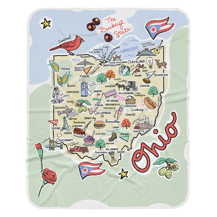 Ohio Map Baby Blanket - JERSEY