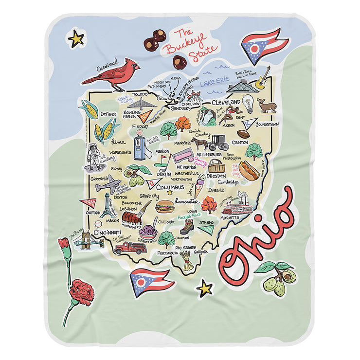 Ohio Map Baby Blanket - JERSEY