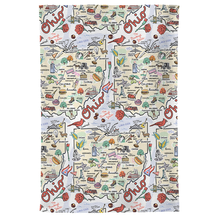 Ohio Map Repeat Kitchen Towel