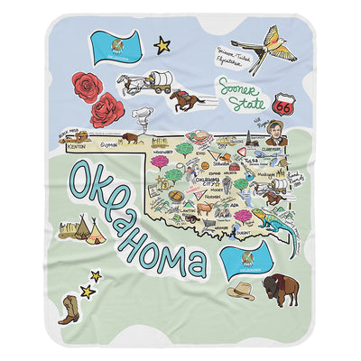 Oklahoma Map Baby Blanket - JERSEY