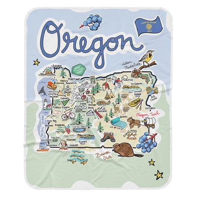 Oregon Map Baby Blanket - JERSEY