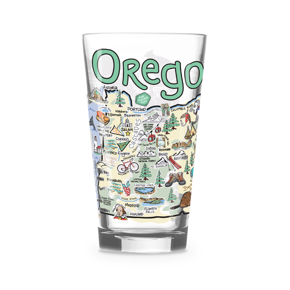 Oregon Map Glass