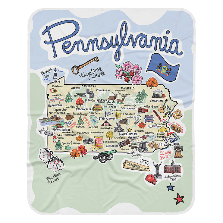 Pennsylvania Map Baby Blanket - JERSEY