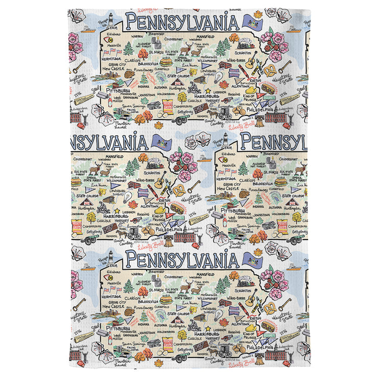 Pennsylvania Map Repeat Kitchen Towel