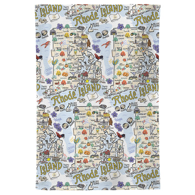 Rhode Island Map Repeat Kitchen Towel