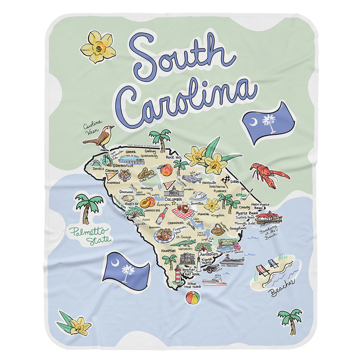 South Carolina Map Baby Blanket - JERSEY