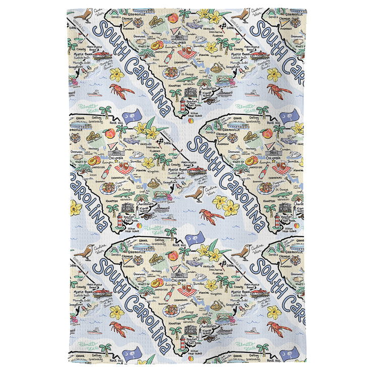 South Carolina Map Repeat Kitchen Towel