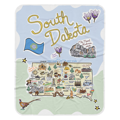 South Dakota Map Baby Blanket - JERSEY
