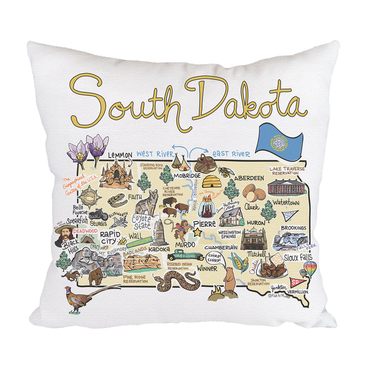 South Dakota Map Pillow