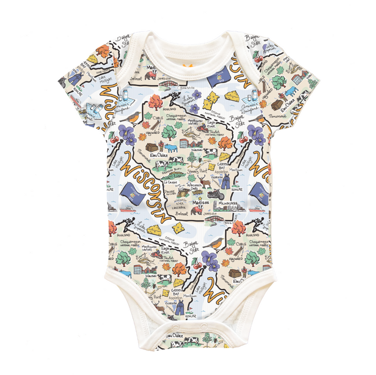 Wisconsin Map Baby One-Piece - PIMA