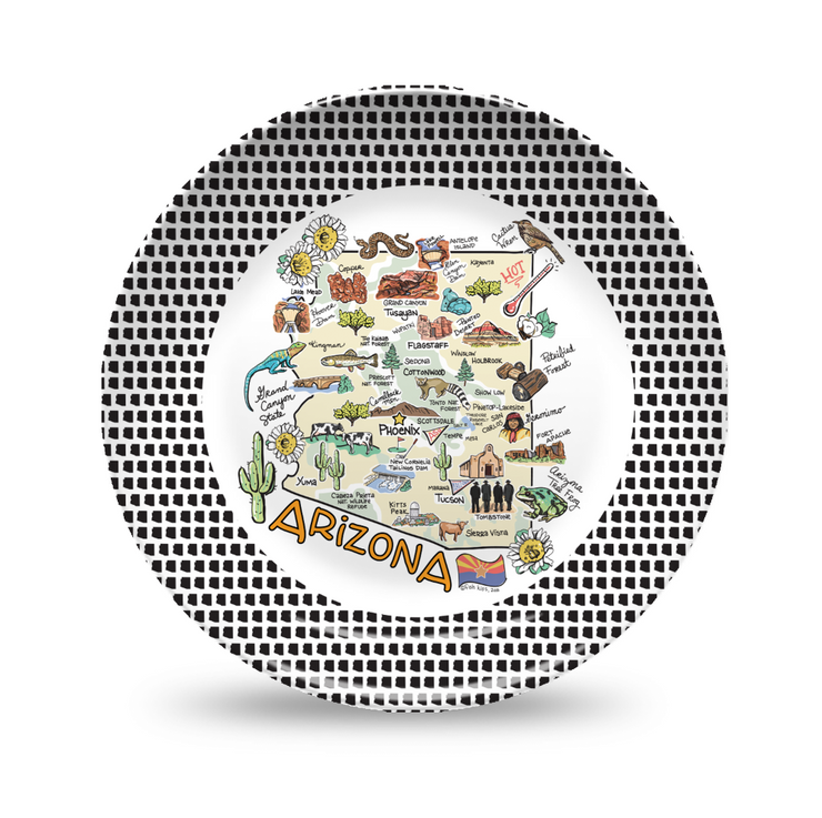 Arizona Map Black & White Plate