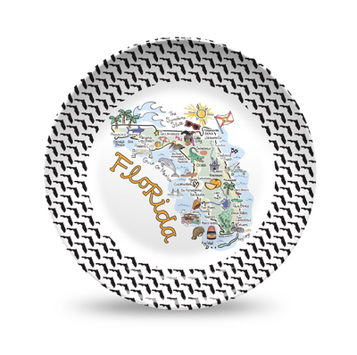 Florida Map Black & White Plate