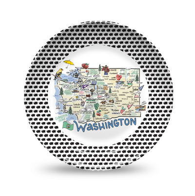 Washington Map Black & White Plate