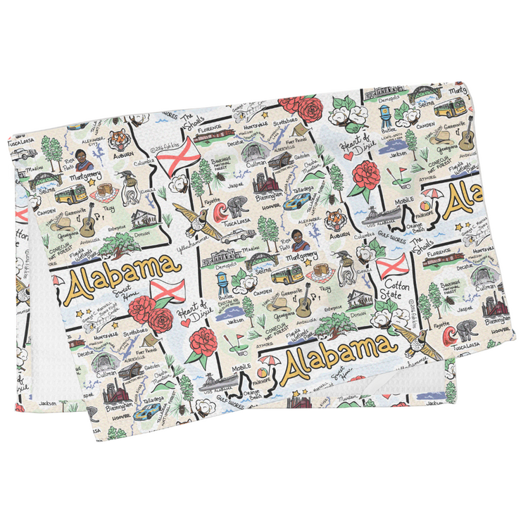 Alabama Map Repeat Kitchen Towel