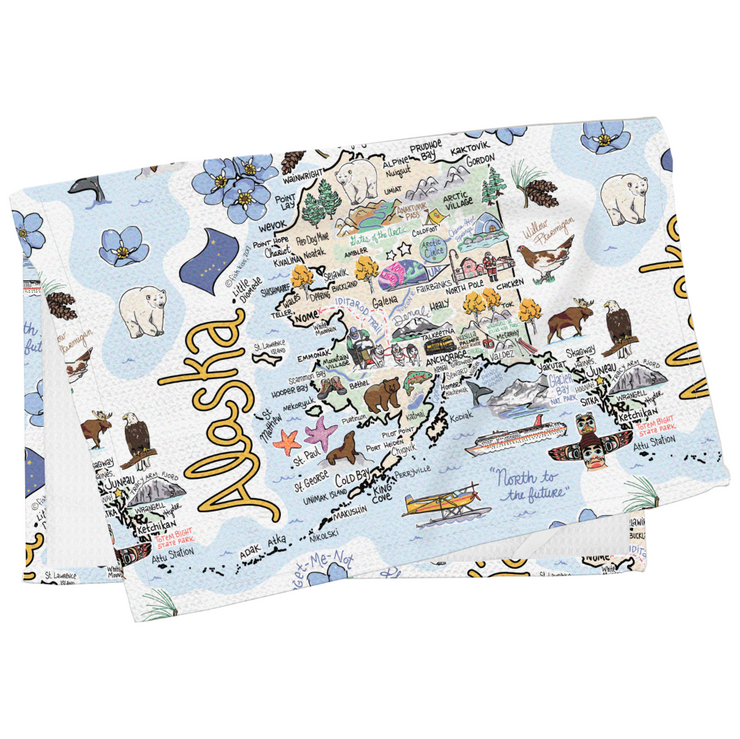 Alaska Map Repeat Kitchen Towel