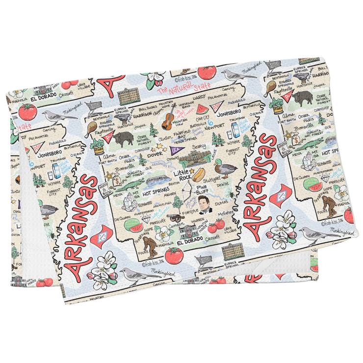 Arkansas Map Repeat Kitchen Towel