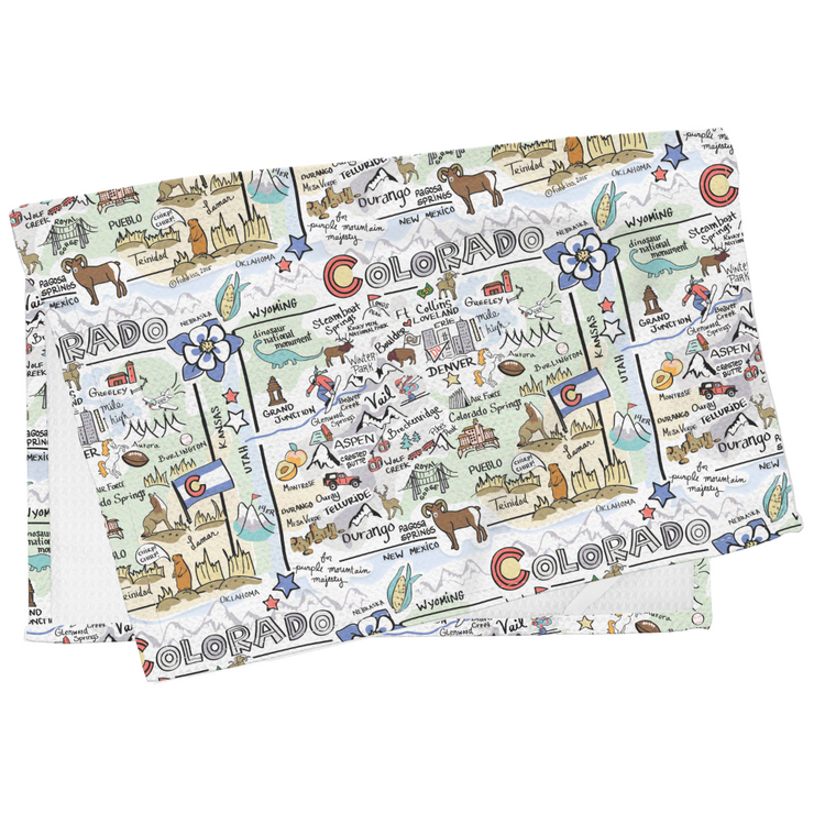 Colorado Map Repeat Kitchen Towel