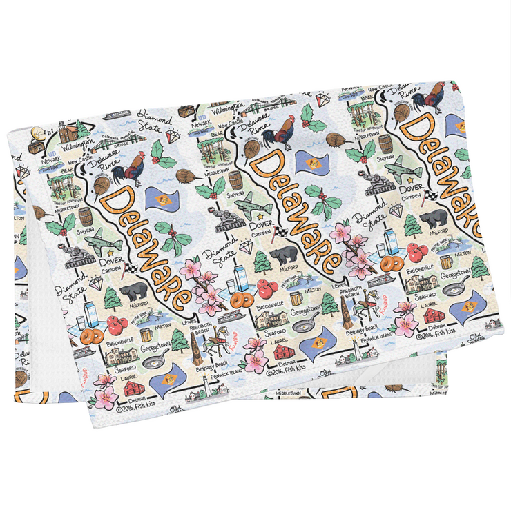 Delaware Map Repeat Kitchen Towel