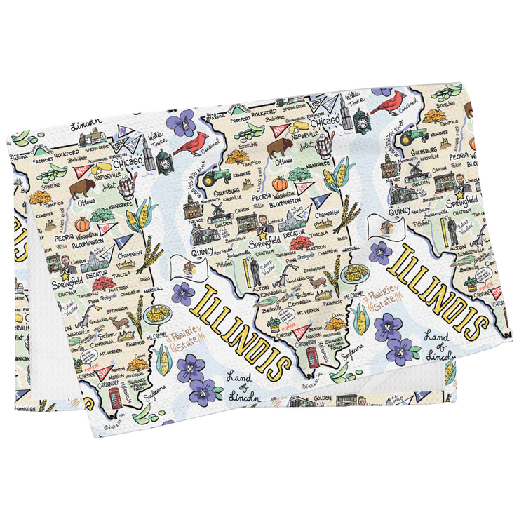 Illinois Map Repeat Kitchen Towel