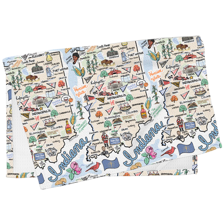 Indiana Map Repeat Kitchen Towel