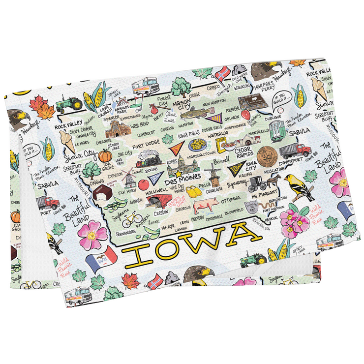 Iowa Map Repeat Kitchen Towel