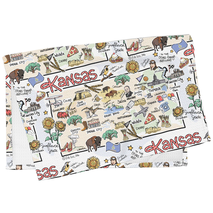 Kansas Map Repeat Kitchen Towel