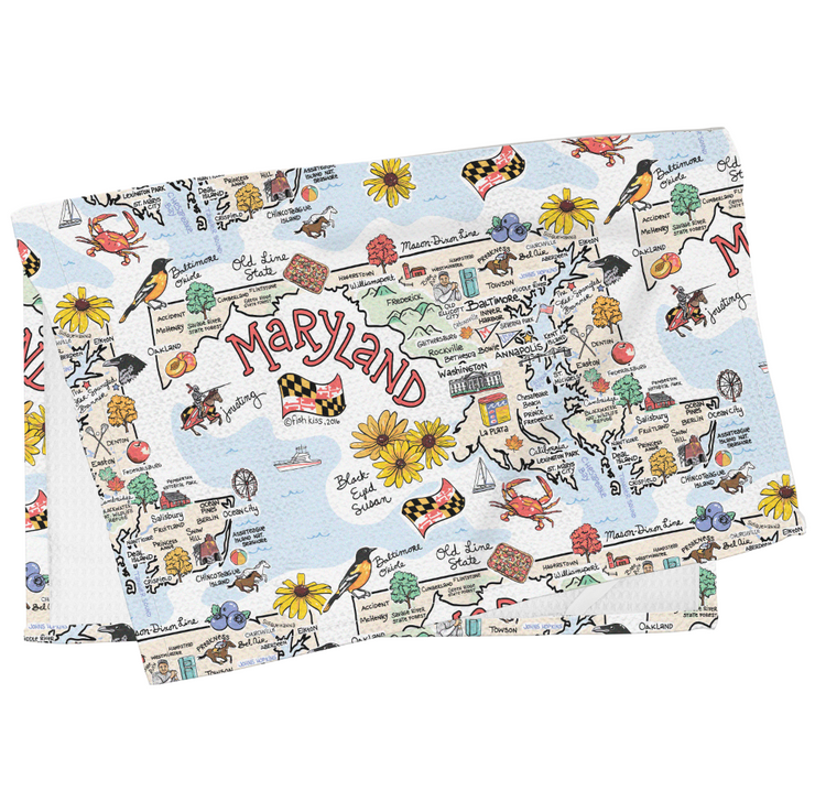 Maryland Map Repeat Kitchen Towel