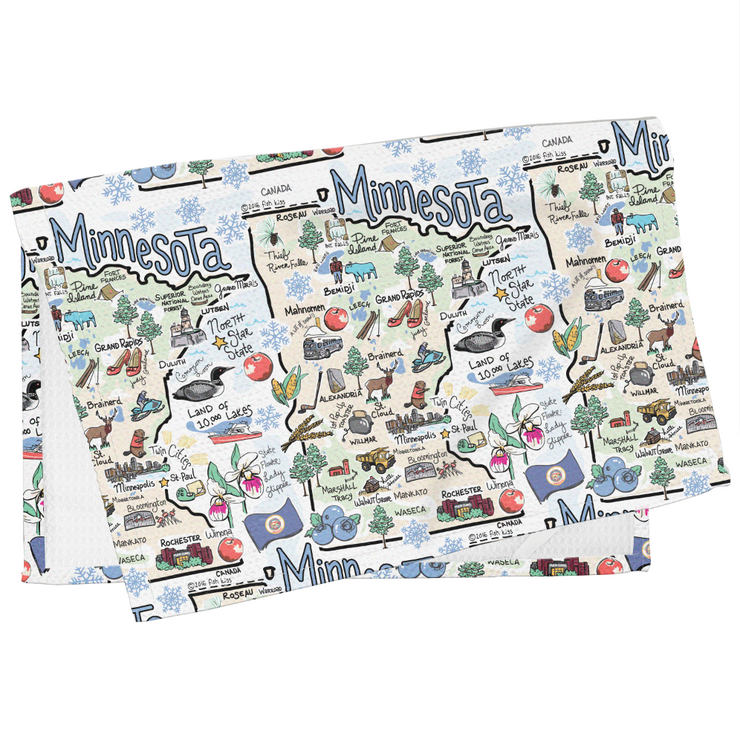 Minnesota Map Repeat Kitchen Towel