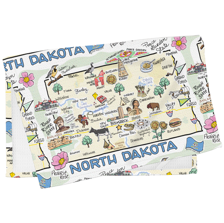 North Dakota Map Repeat Kitchen Towel