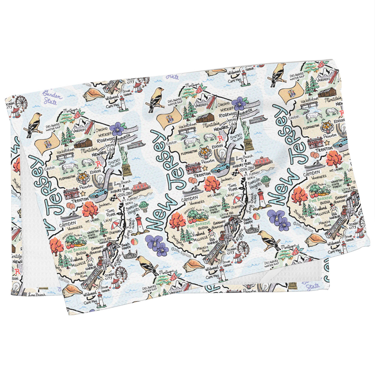 New Jersey Map Repeat Kitchen Towel