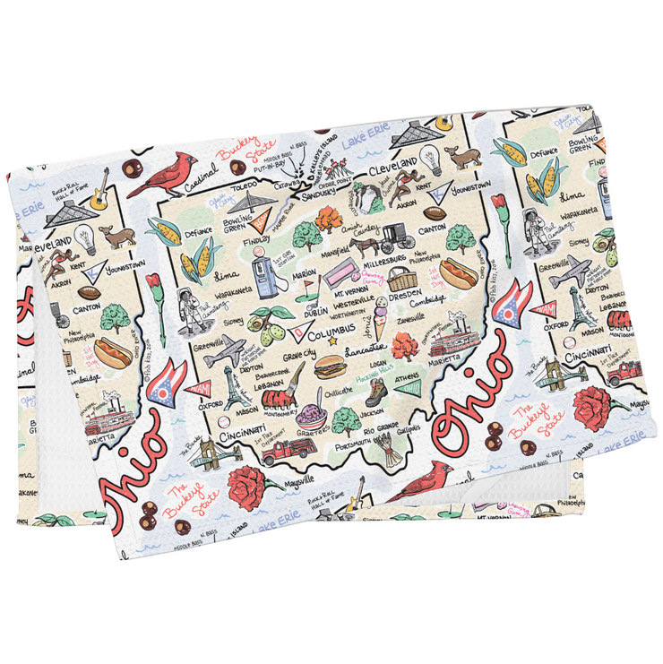 Ohio Map Repeat Kitchen Towel