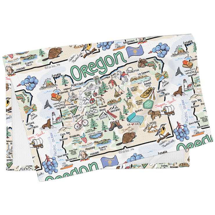 Oregon Map Repeat Kitchen Towel