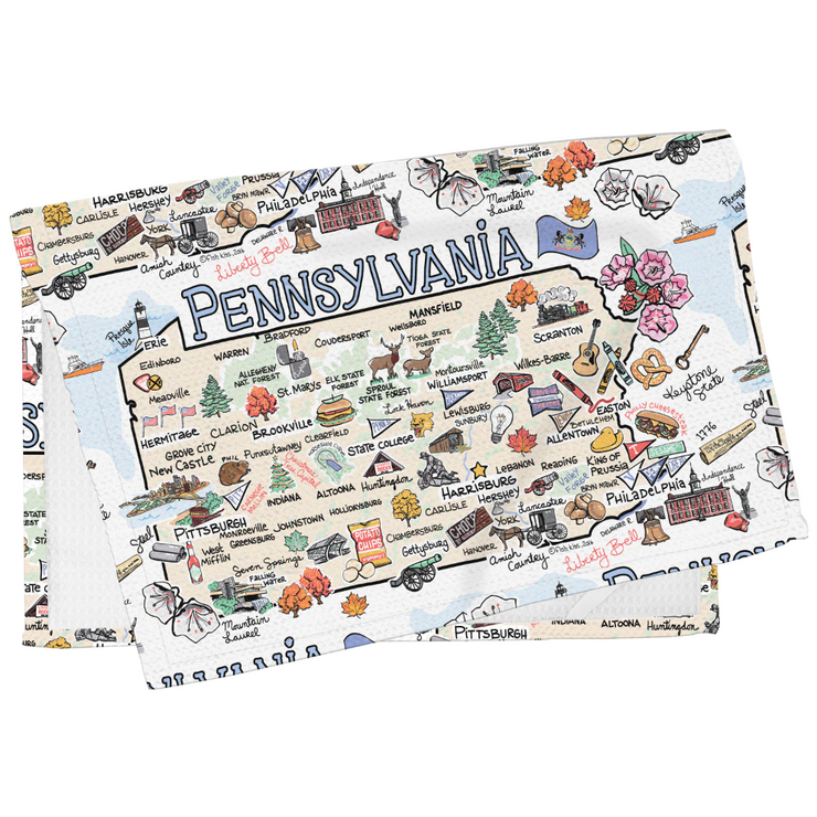 Pennsylvania Map Repeat Kitchen Towel
