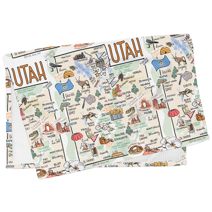 Utah Map Repeat Kitchen Towel