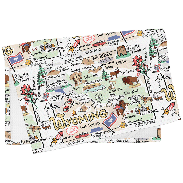 Wyoming Map Repeat Kitchen Towel
