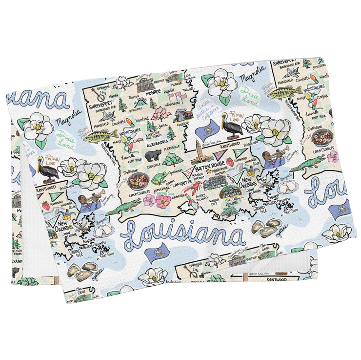 Louisiana Map Repeat Kitchen Towel