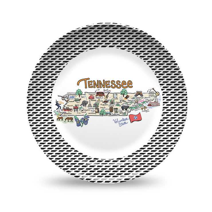Tennessee Map Black & White Plate