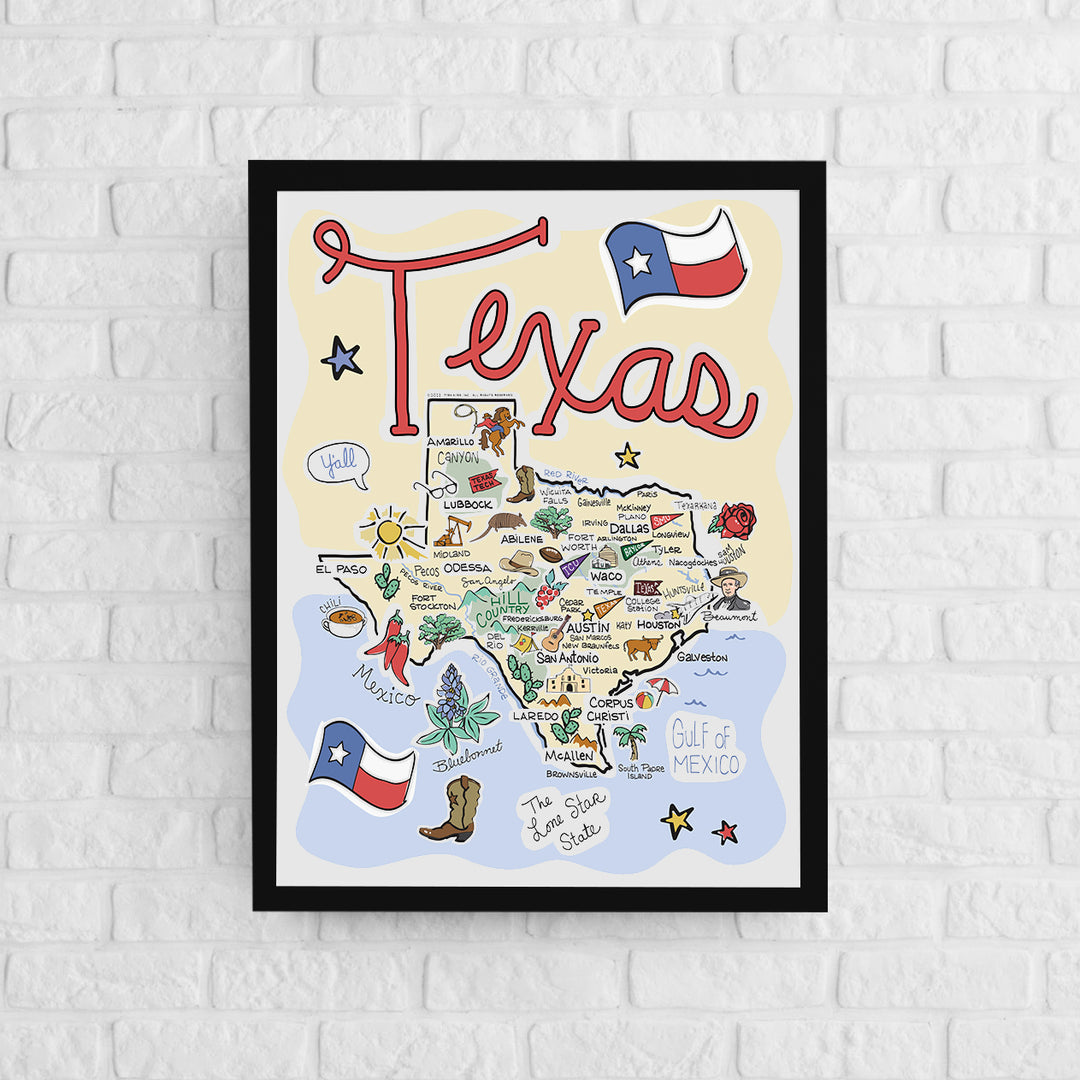Texas Outline Print Out Amazon.com : Texas Map Poster – 24x18