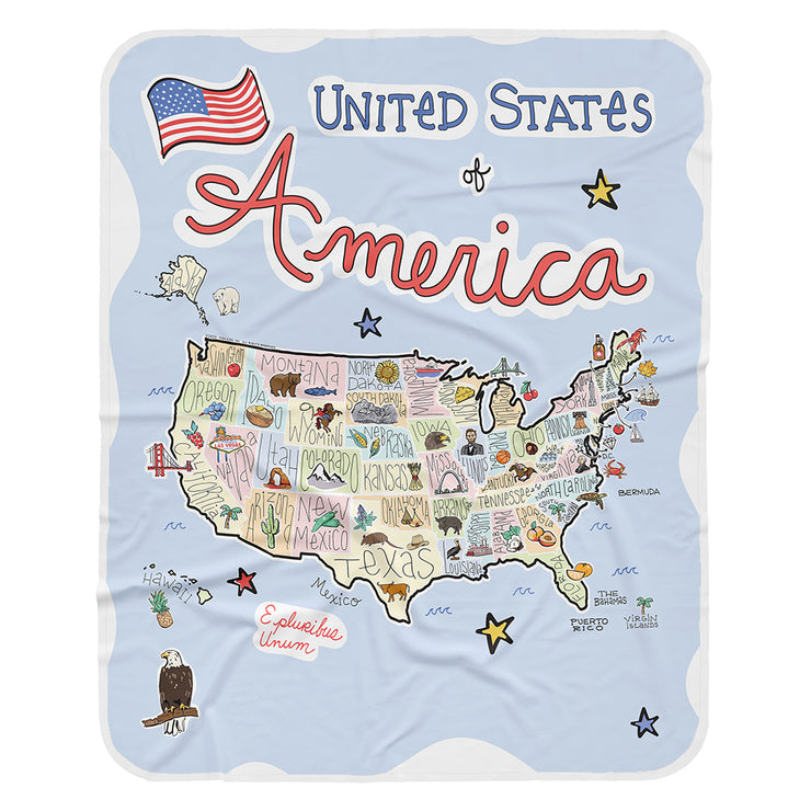 America Map Baby Blanket - JERSEY