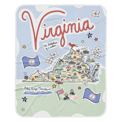 Virginia Map Baby Blanket - JERSEY