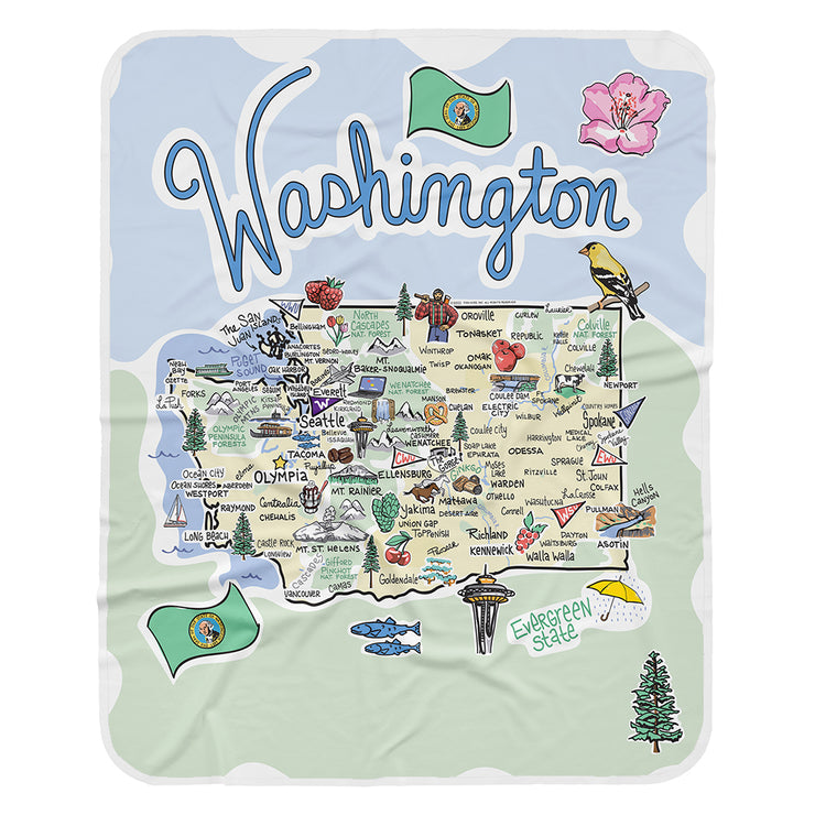 Washington Map Baby Blanket - JERSEY